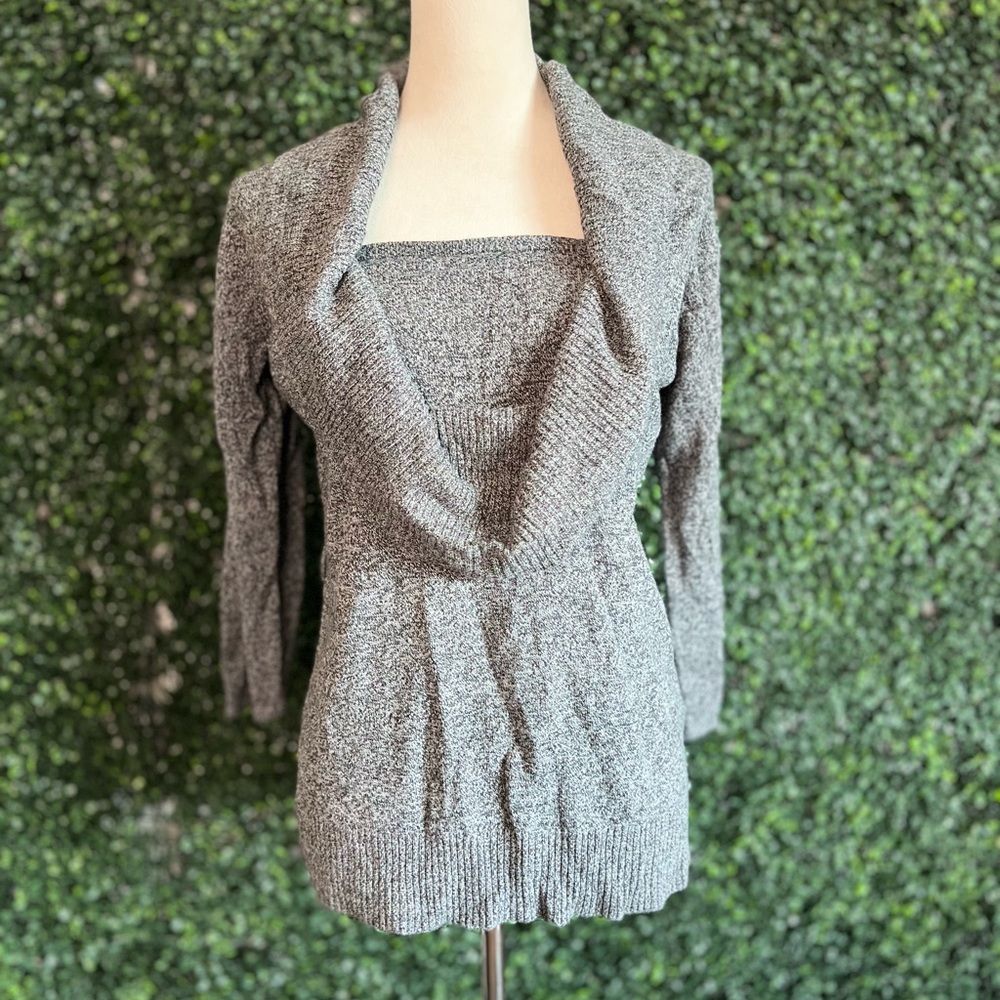 AGB Gray Cowl Neck 3/4 Sleeve Sweater Size L
